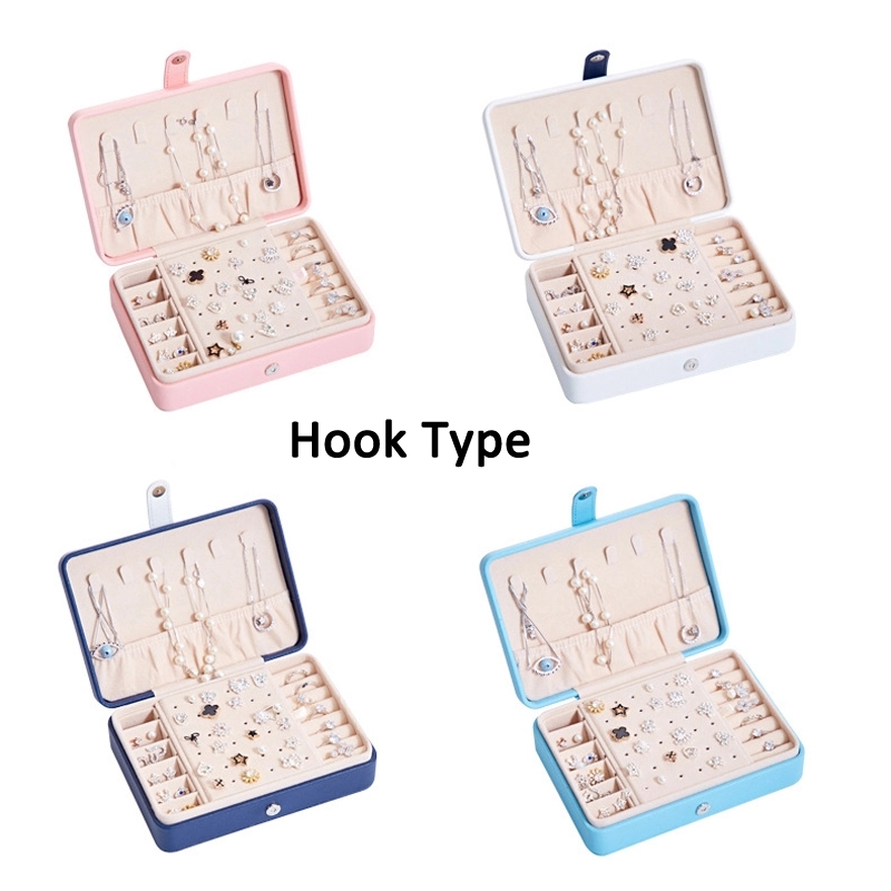 Portable Travel Jewelry Organizer Box with Mirror / Hook 16