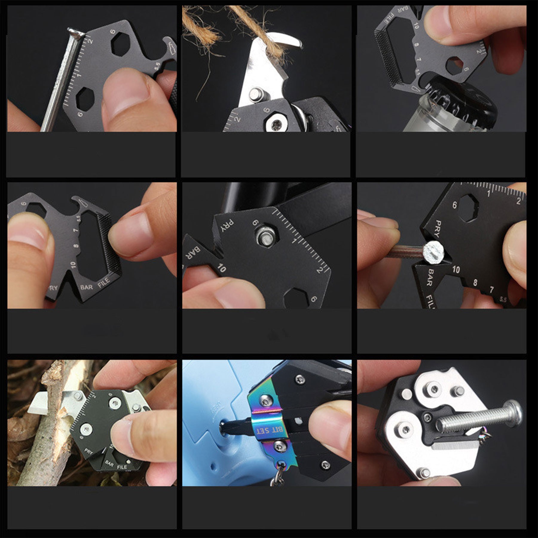 Multitool Card Key Chain Hexagonal Kit 3