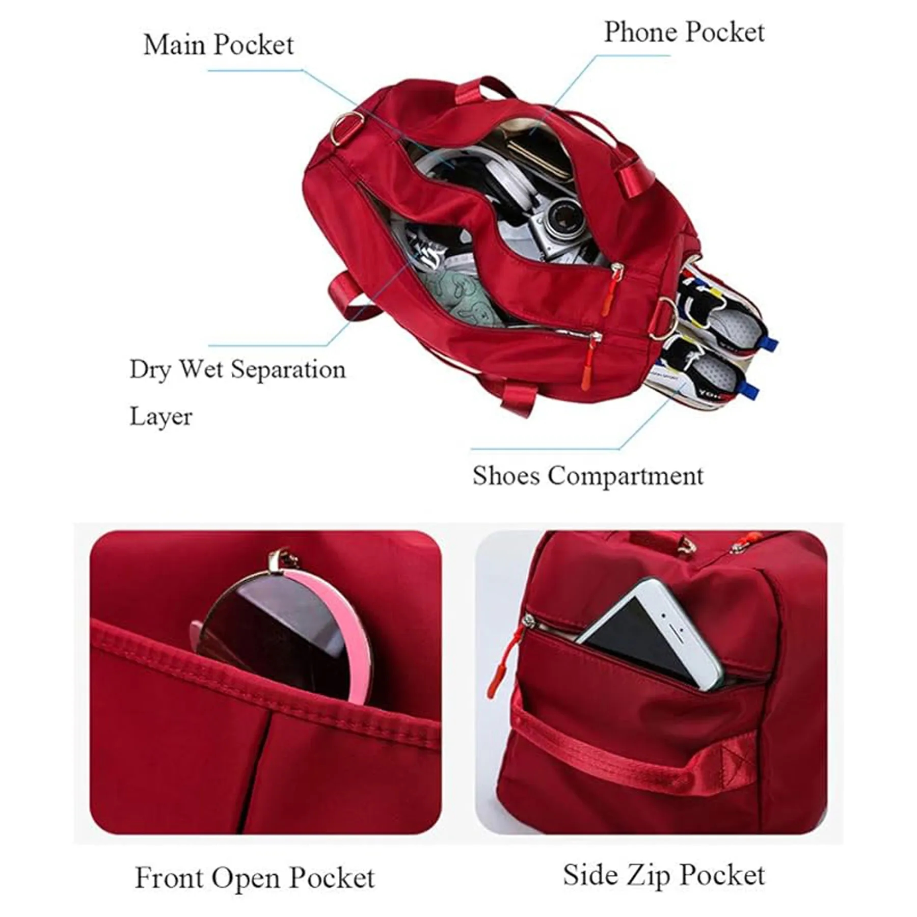 Large Capacity Sports Travel Gym Bag with Shoe Compartment 2