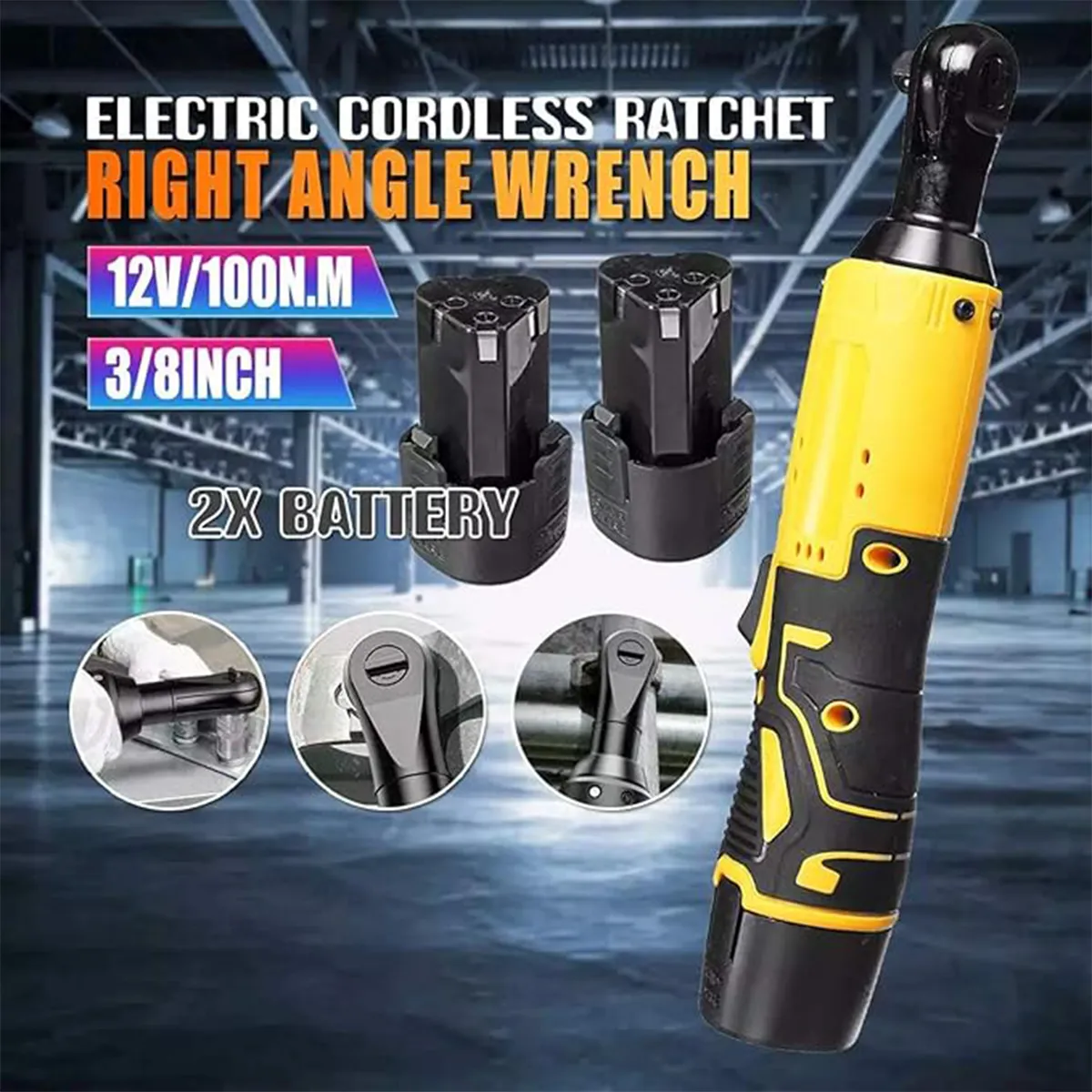 12V Lightweight Right Angle Cordless Electric Wrench 2