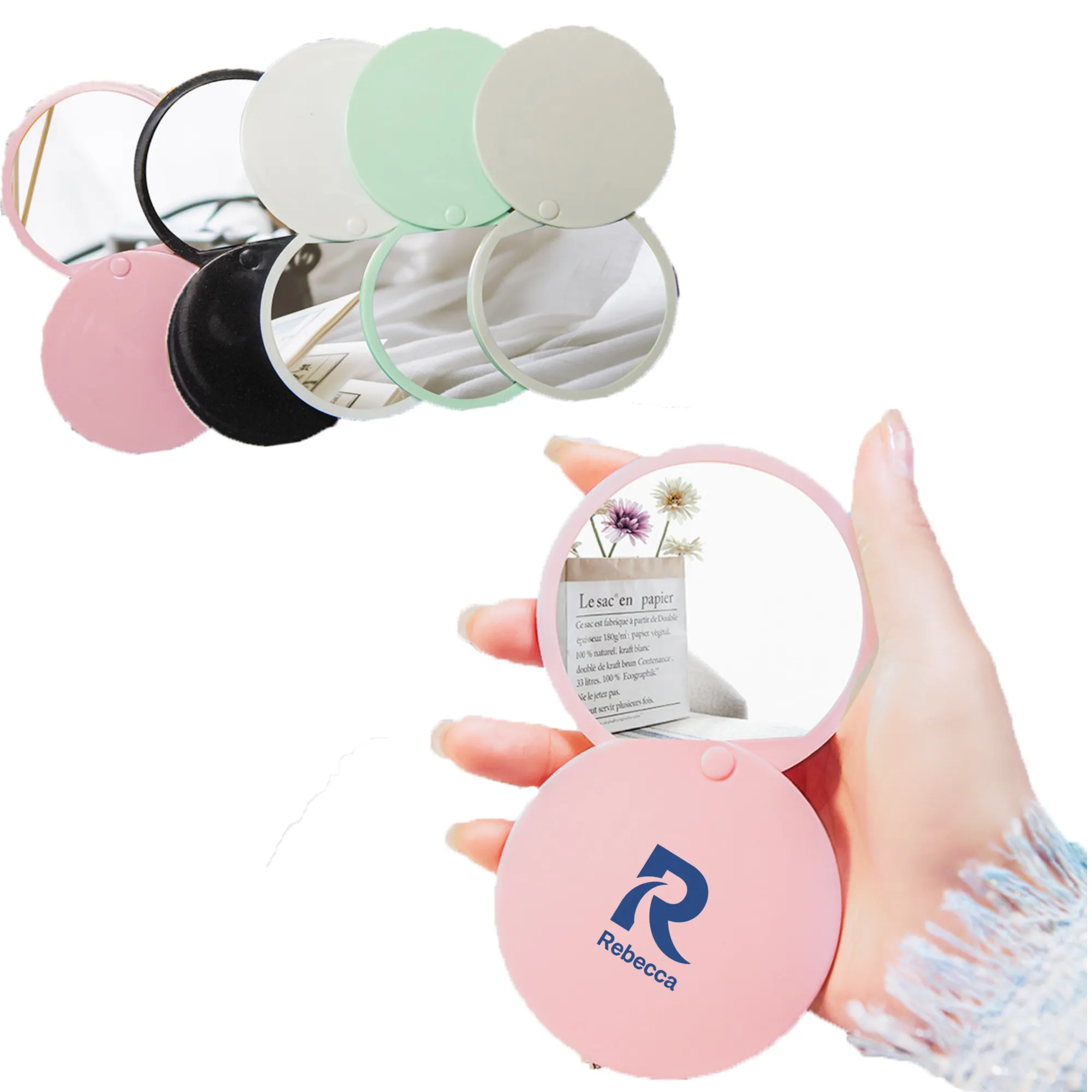 Customized single-sided pocket folding mirror