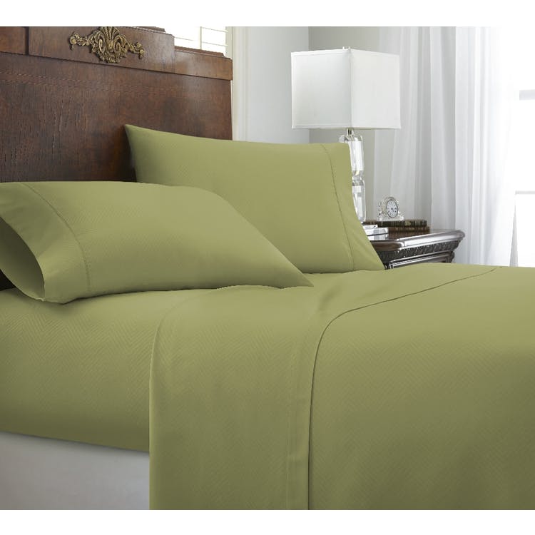 Premium Embossed Sheet Sets - Sage Chevron Design King 4 Piece 1
