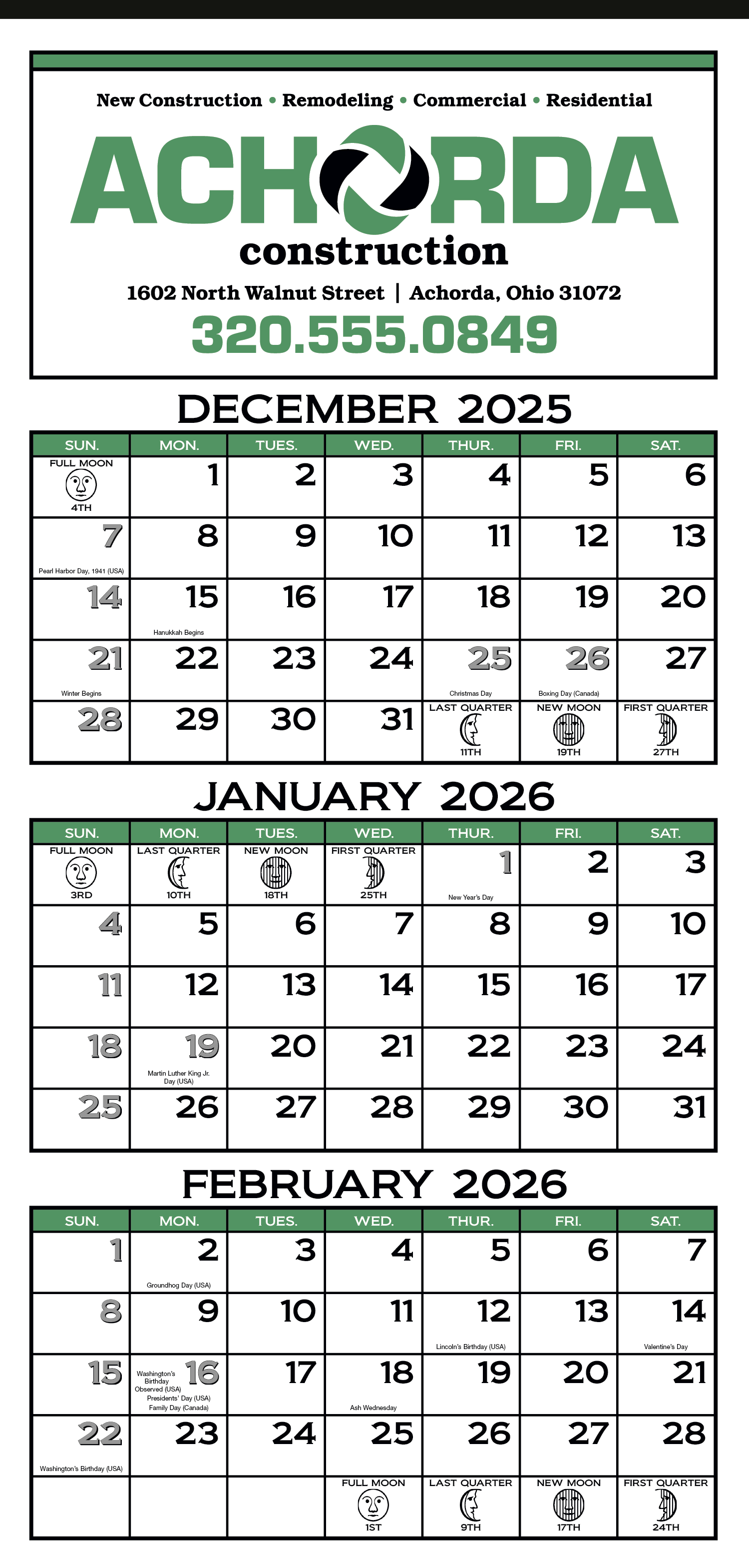 Skinner & Kennedy® 3-Month Display 12-Sheet Calendar 10