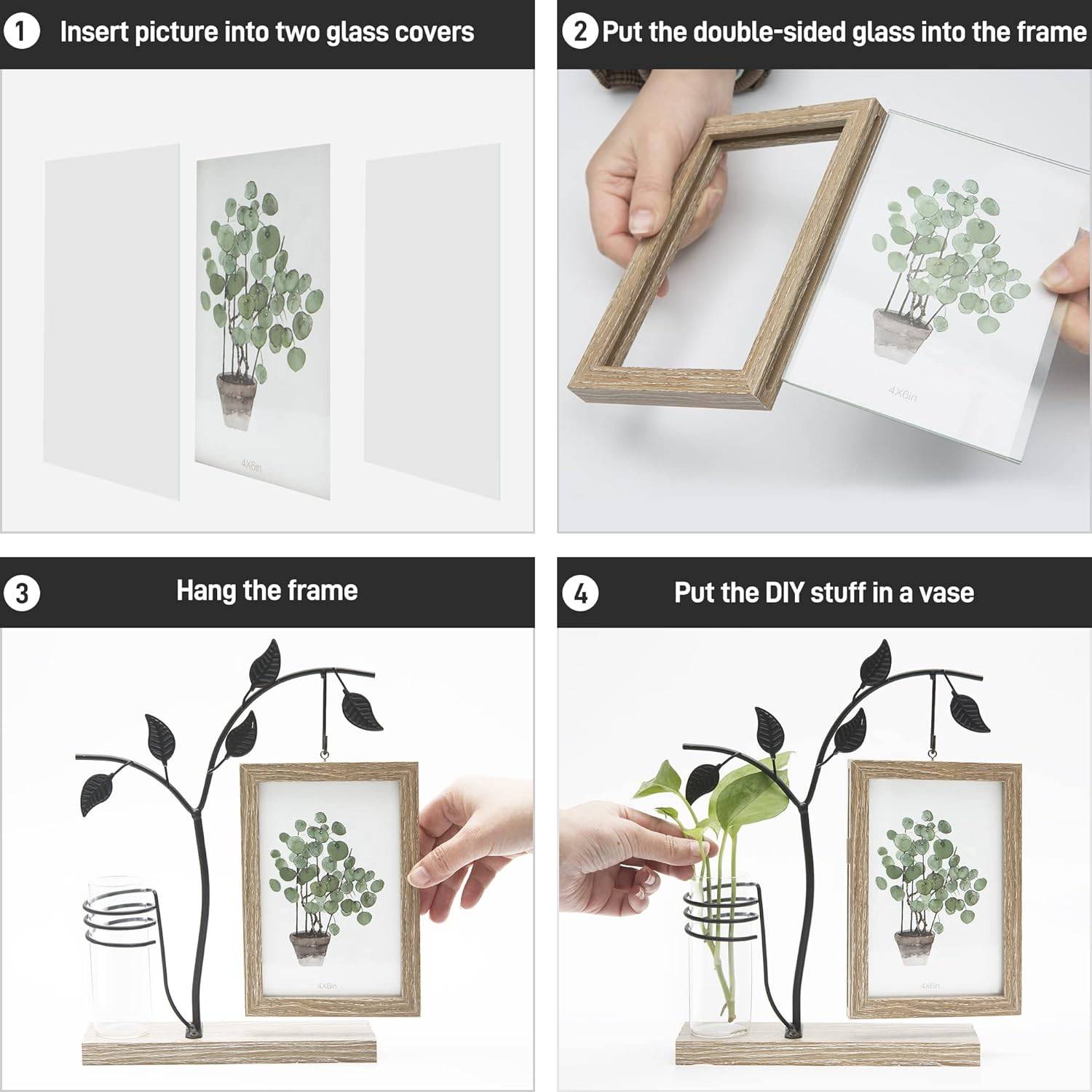 Iron Art Picture Frame Planter Holder for Home Office 7