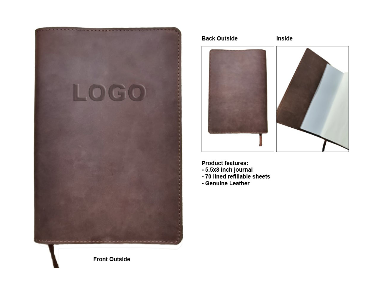 Brown genuine leather journal 1