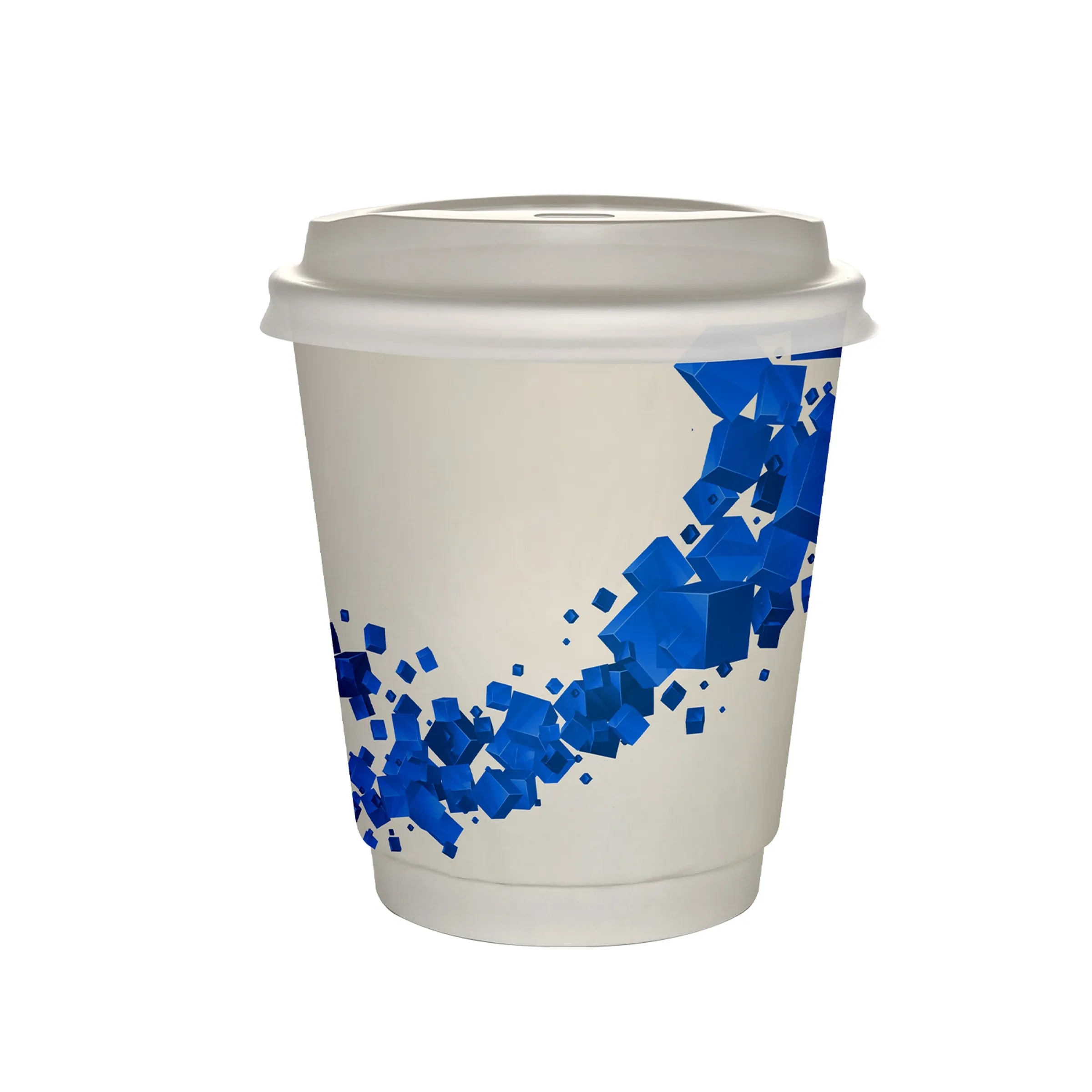 10 oz Full Color Floating Cubes Insulated Paper Cup With Lid 5