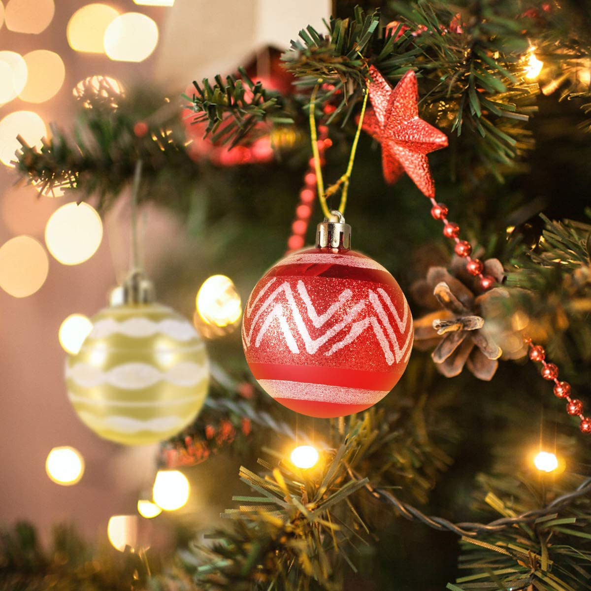 Holiday Bulbs Festive Wedding Hanging Ornaments Christmas Tree Decoration--8 cm 2