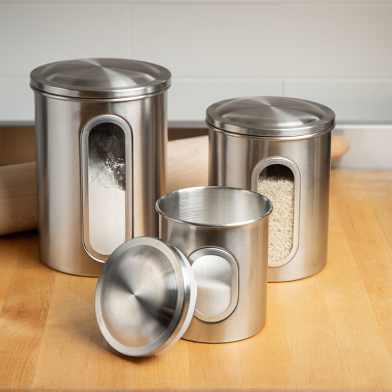 Fox Run Stainless Steel 3-Piece Ingredient Storage Canister Set 3