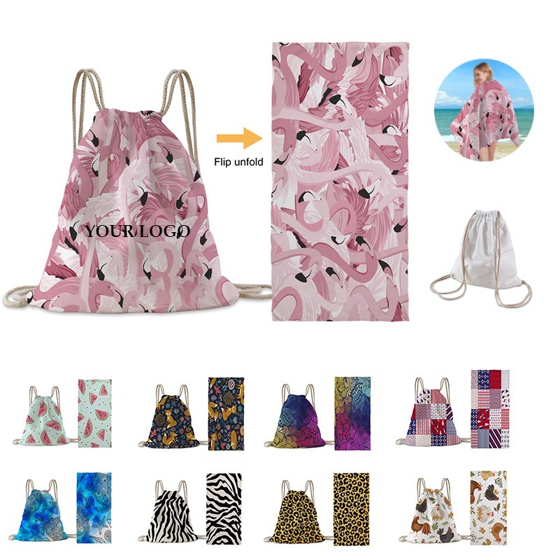 Multi-Functional Microfiber Beach Towel Bag 1