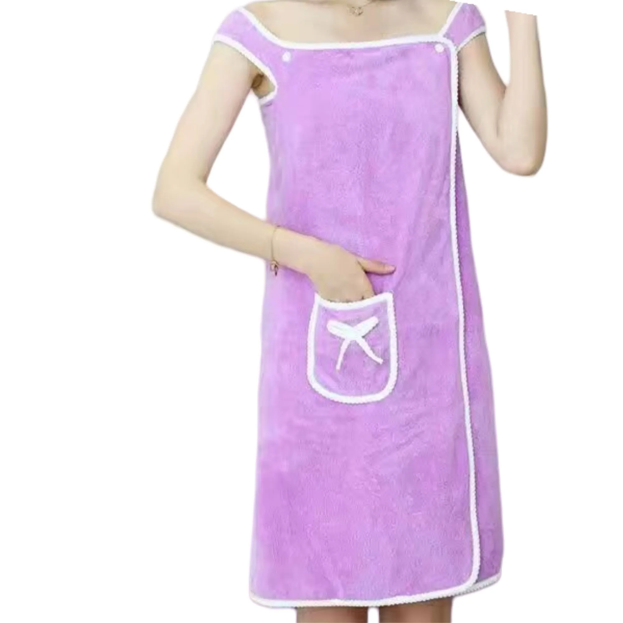 Soft Coral Fleece Sleeveless Bathrobe 5