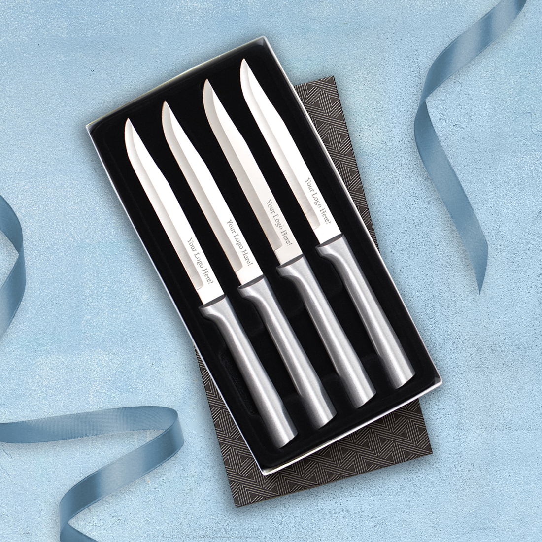 Four Utility/Steak Knives Gift Set w/ Silver Handle 5