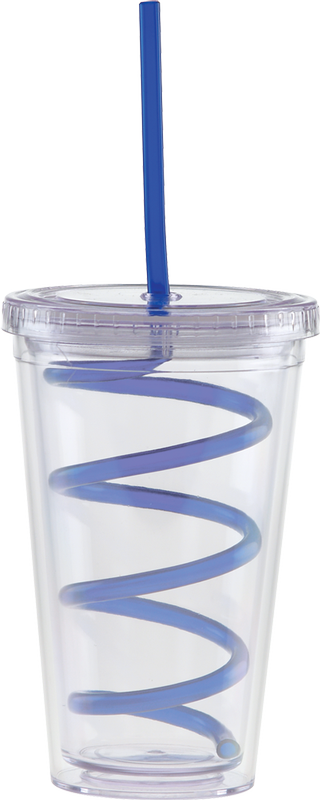 Carnival Cups-Color Curly Straw, Clear Lid 11