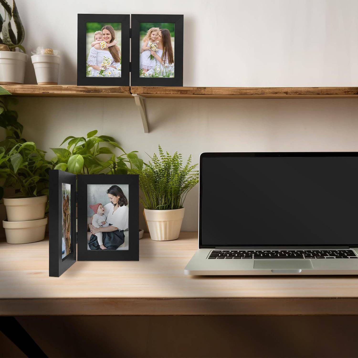 Wooden Vintage Foldable Dual Picture Frame 6