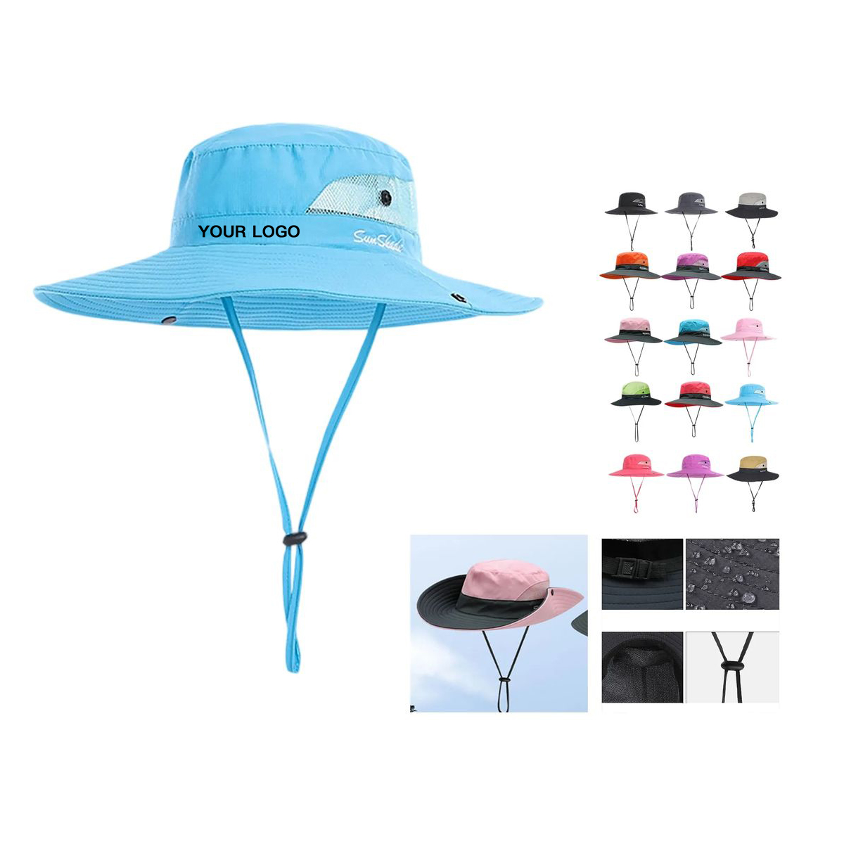 Durable Polyester Sun Hat with 22 Inch Head Circumference 6