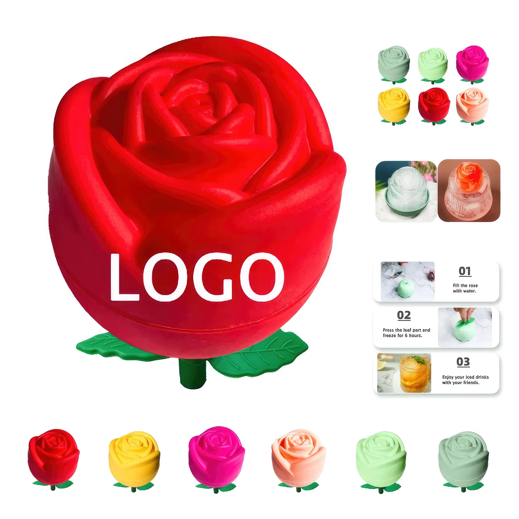 Silicone Whisky Ice Ball Mold & Rose Shape Cube Maker 2