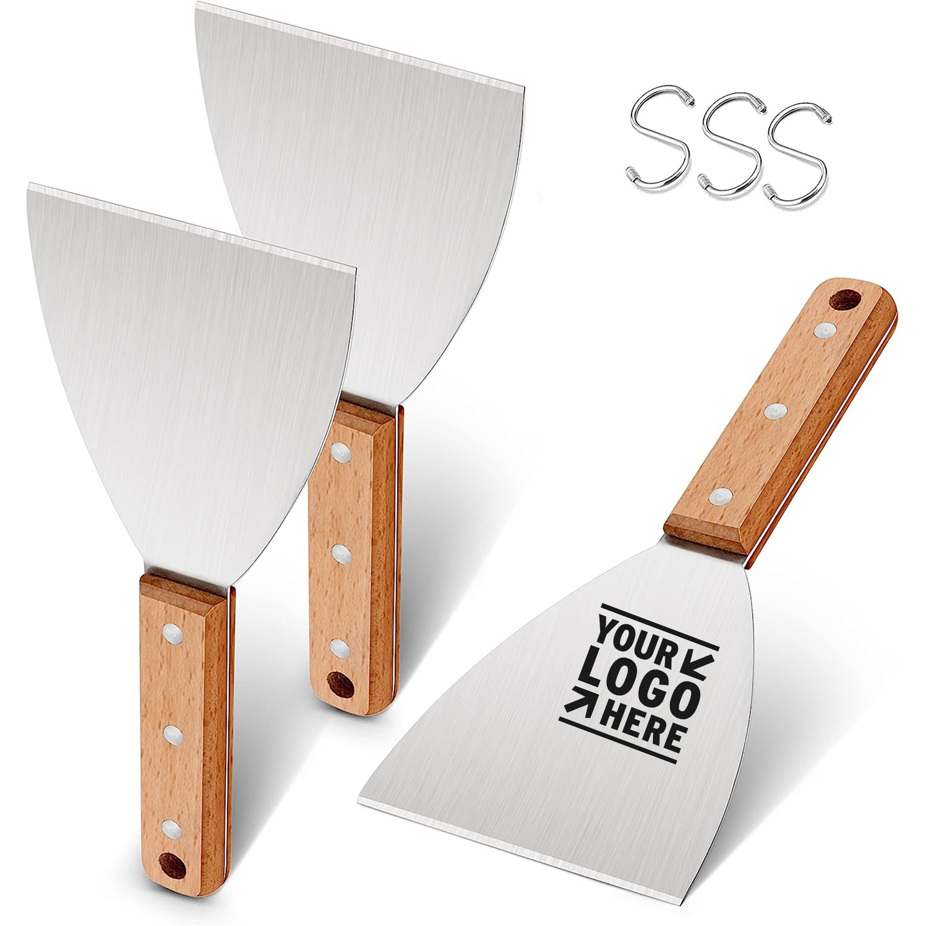 Grill Griddle Scraper Set of 3 Leonyo Stainless Steel Metal Grill Scraper Tool 3