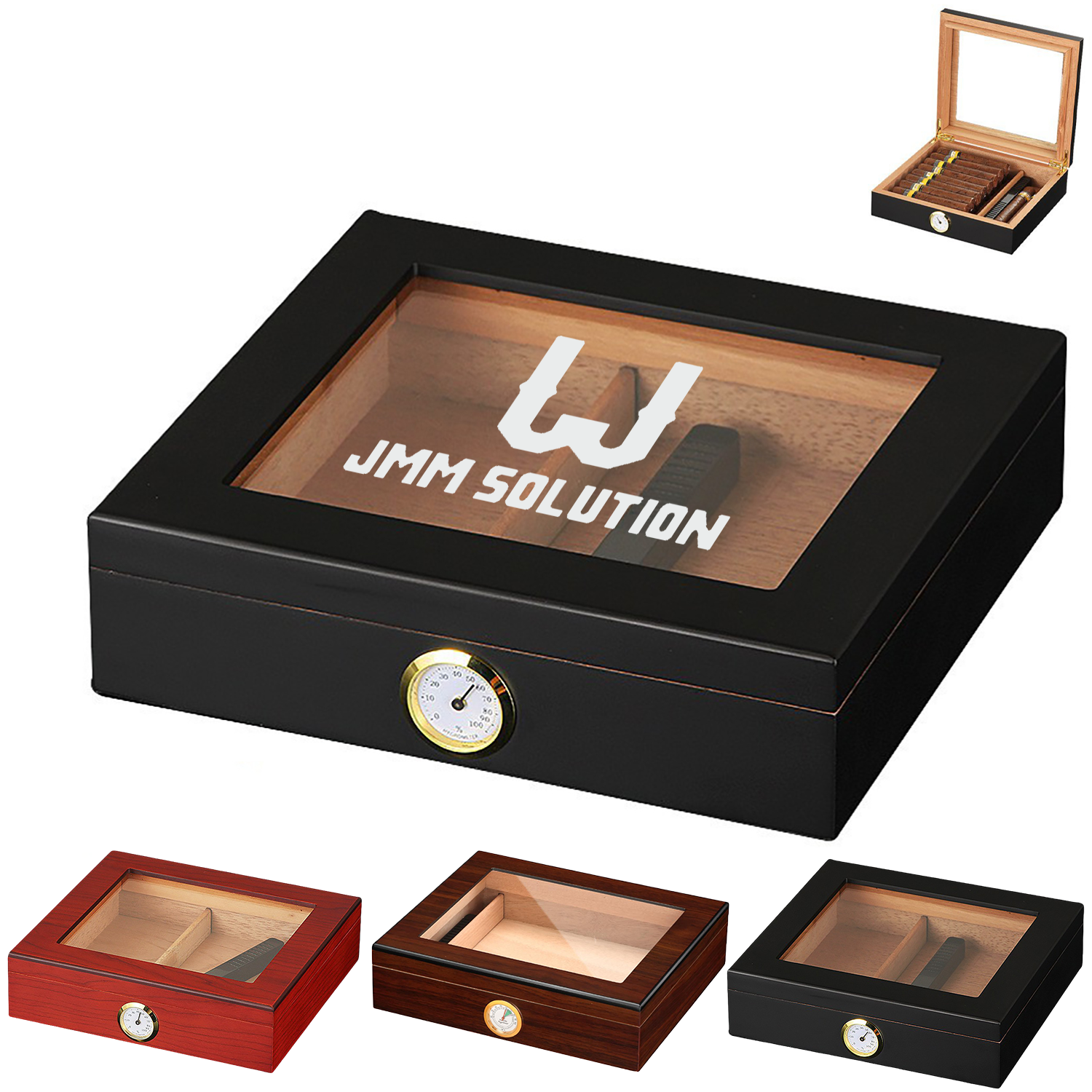 Clear Glass Top Cigar Storage Box w/ Humidifier 8