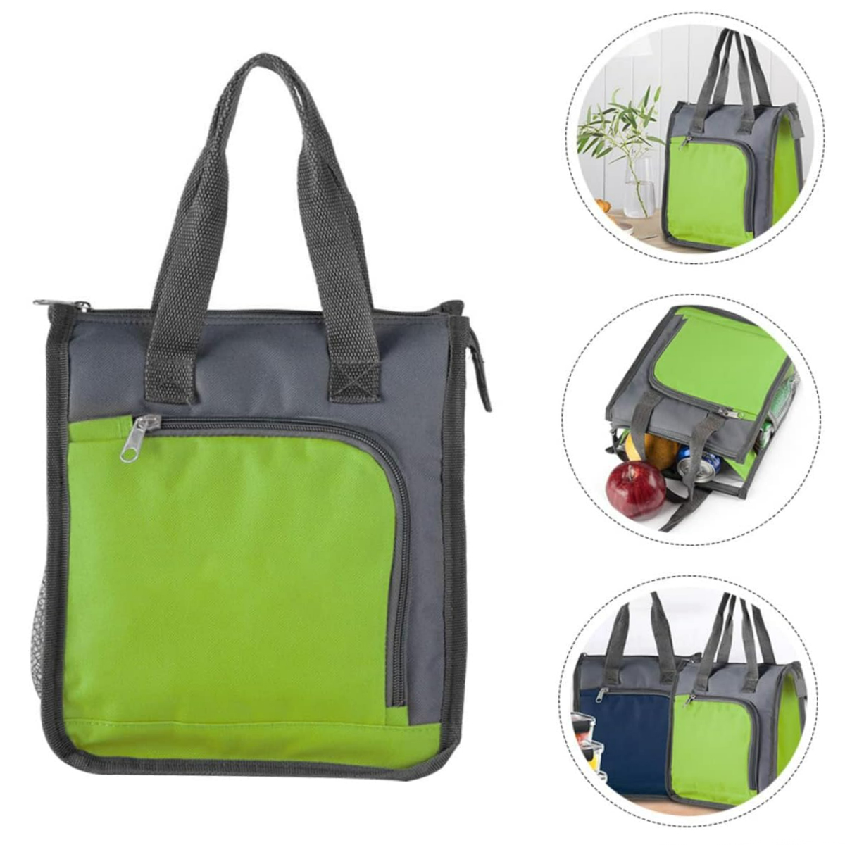 Portable Insulated Lunch Cooler Bag with Front & Mesh Pocket 2