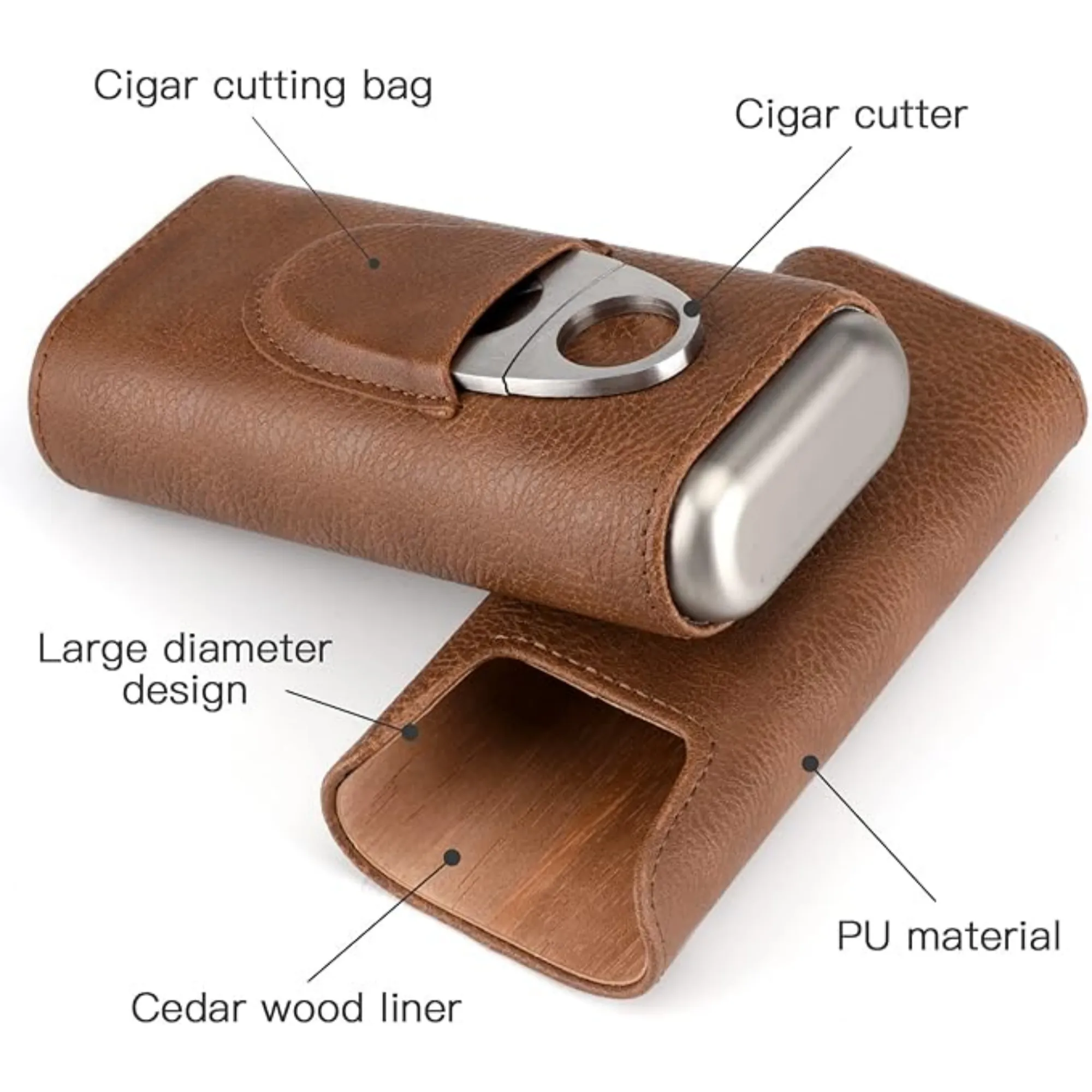 Cedar Wood Lined Cigar Humidor with Stainless Steel Cutter 8