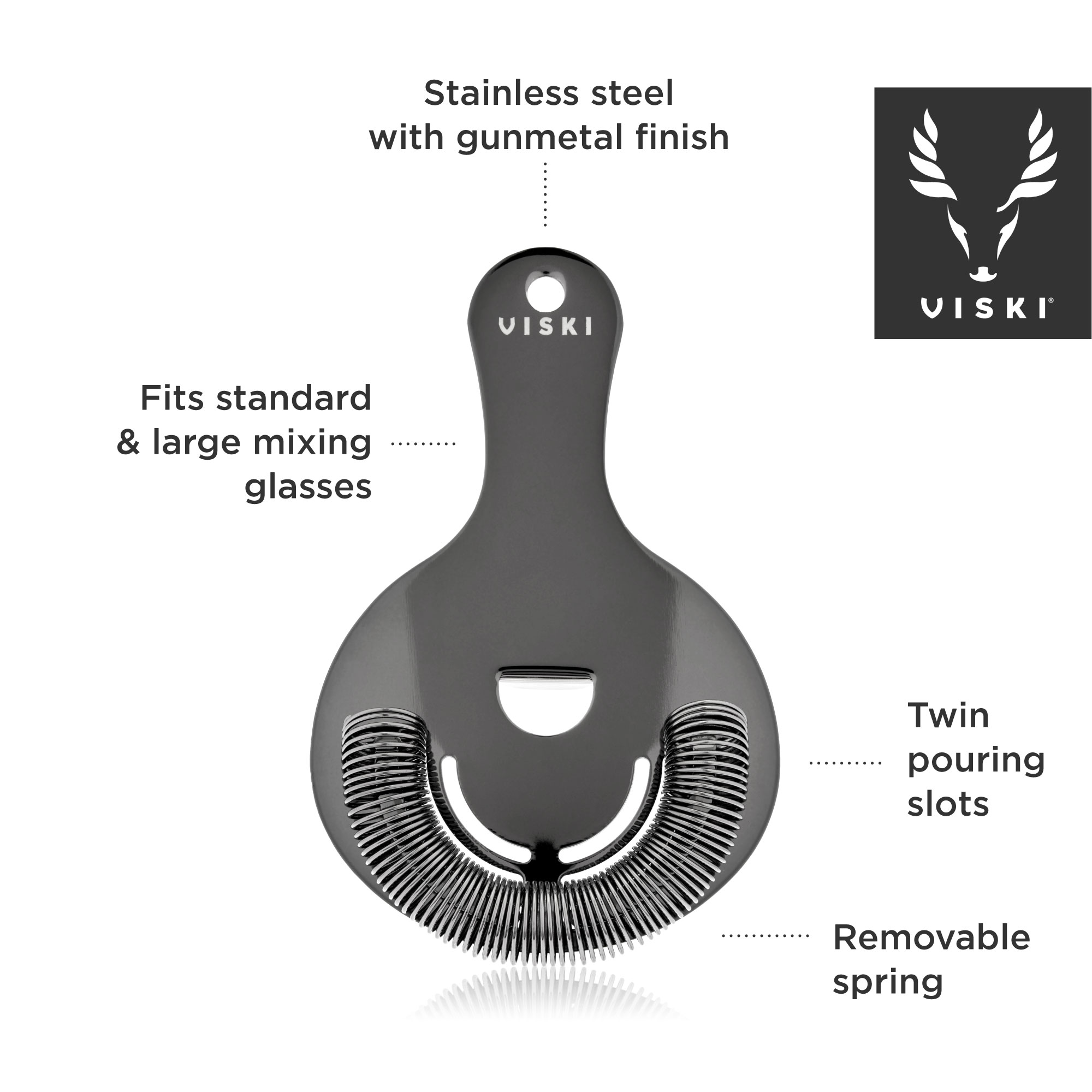 Viski® Hawthorne Cocktail Strainer 9