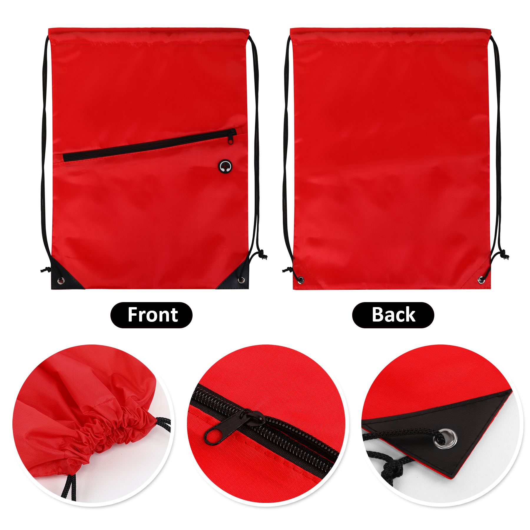 Drawstring Backpack with Front Zipper Pocket 37