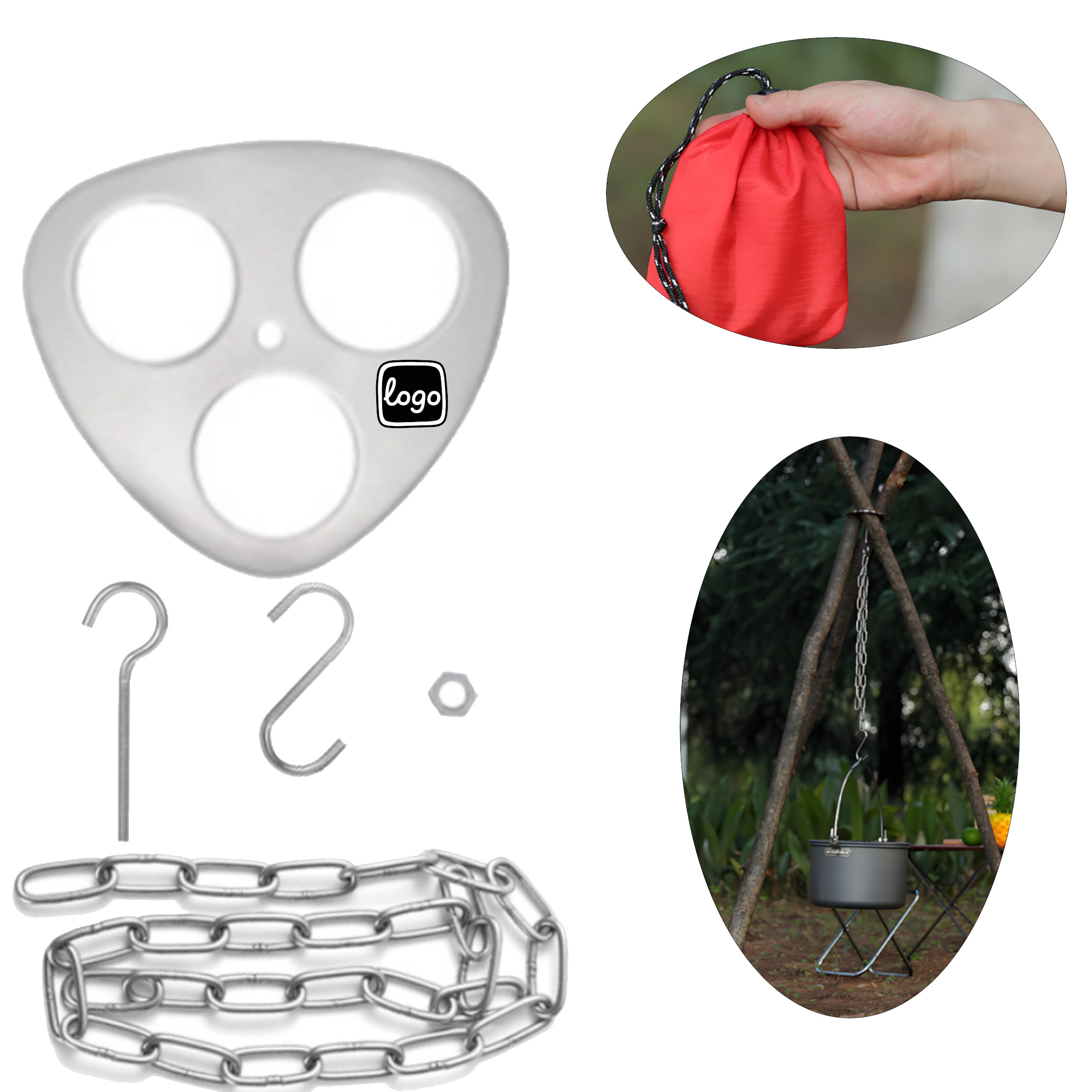 Portable Stainless Steel Outdoor Tripod Hanging Rack 7
