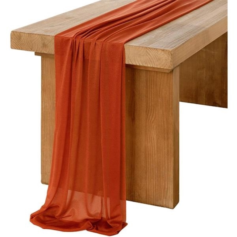 Dusty Rose Sheer Table Runner for Rustic Boho Wedding 10