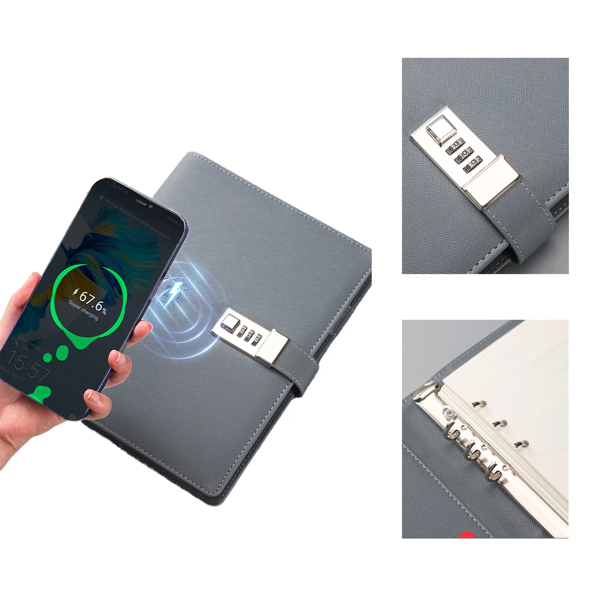 Pu Leather 8000 Mah Wireless Power Bank Notepad Gift 3