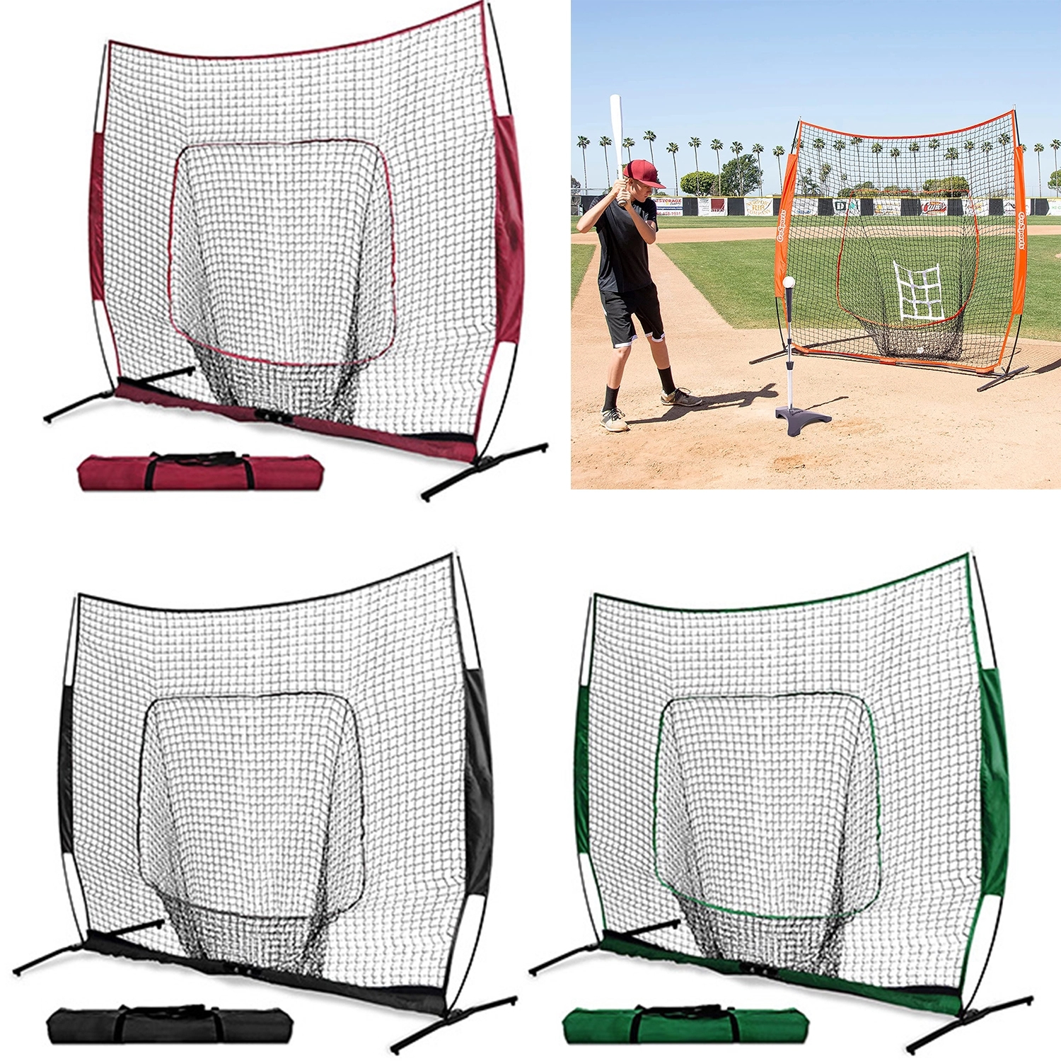 Baseball Practice Hitting Pitching Net With Bow Frame 1