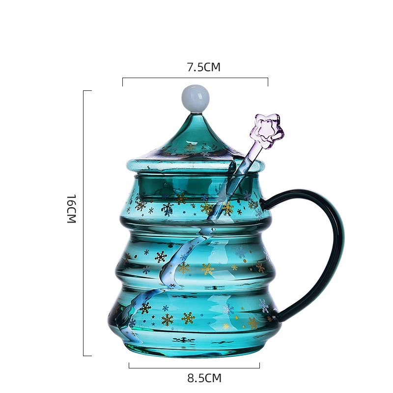 Christmas Tree Shaped Glass Coffee Mugs 2