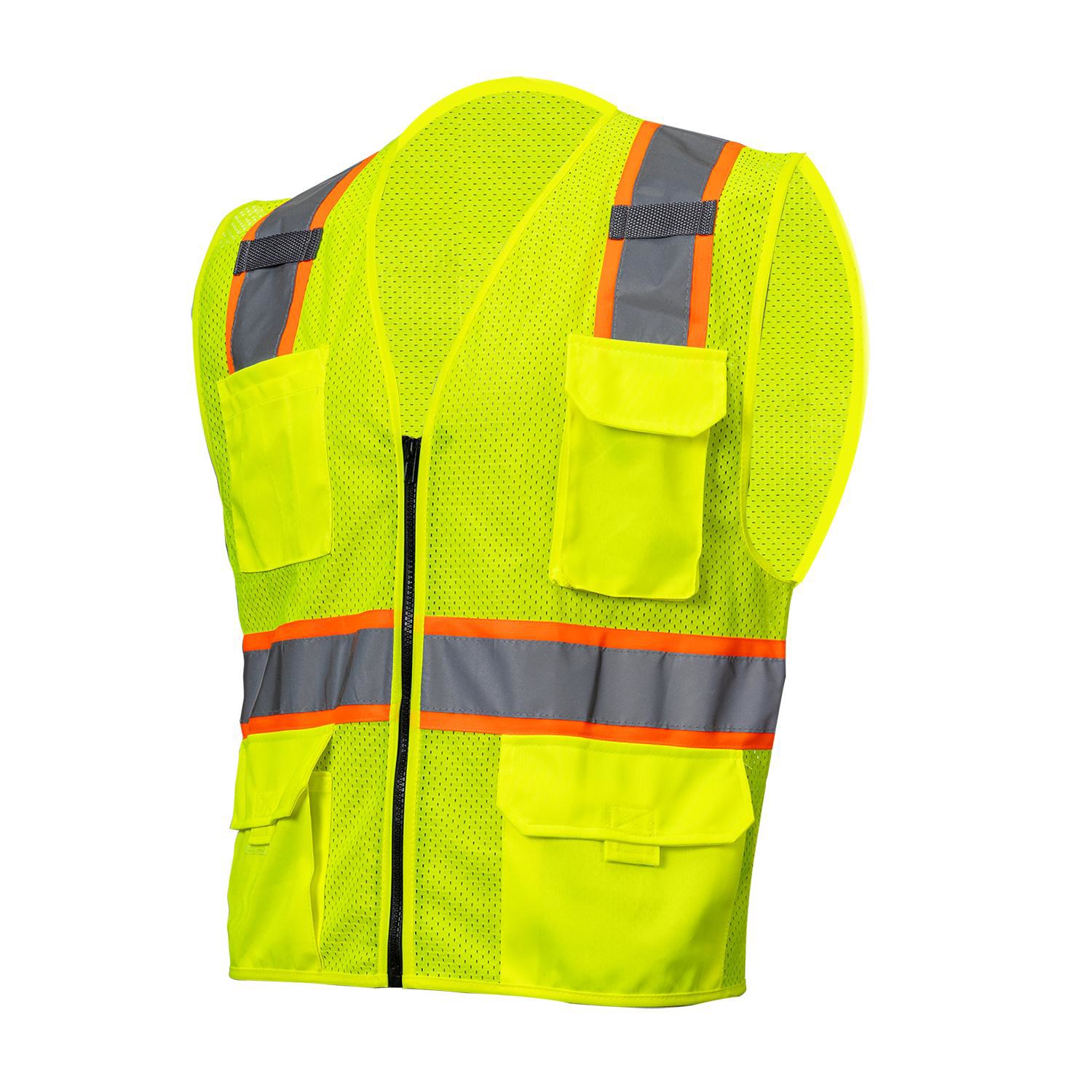 3.8 Oz. Polyester Class 2 Reflective Safety Vest With 4 Pockets & Dual Mic Tabs 5