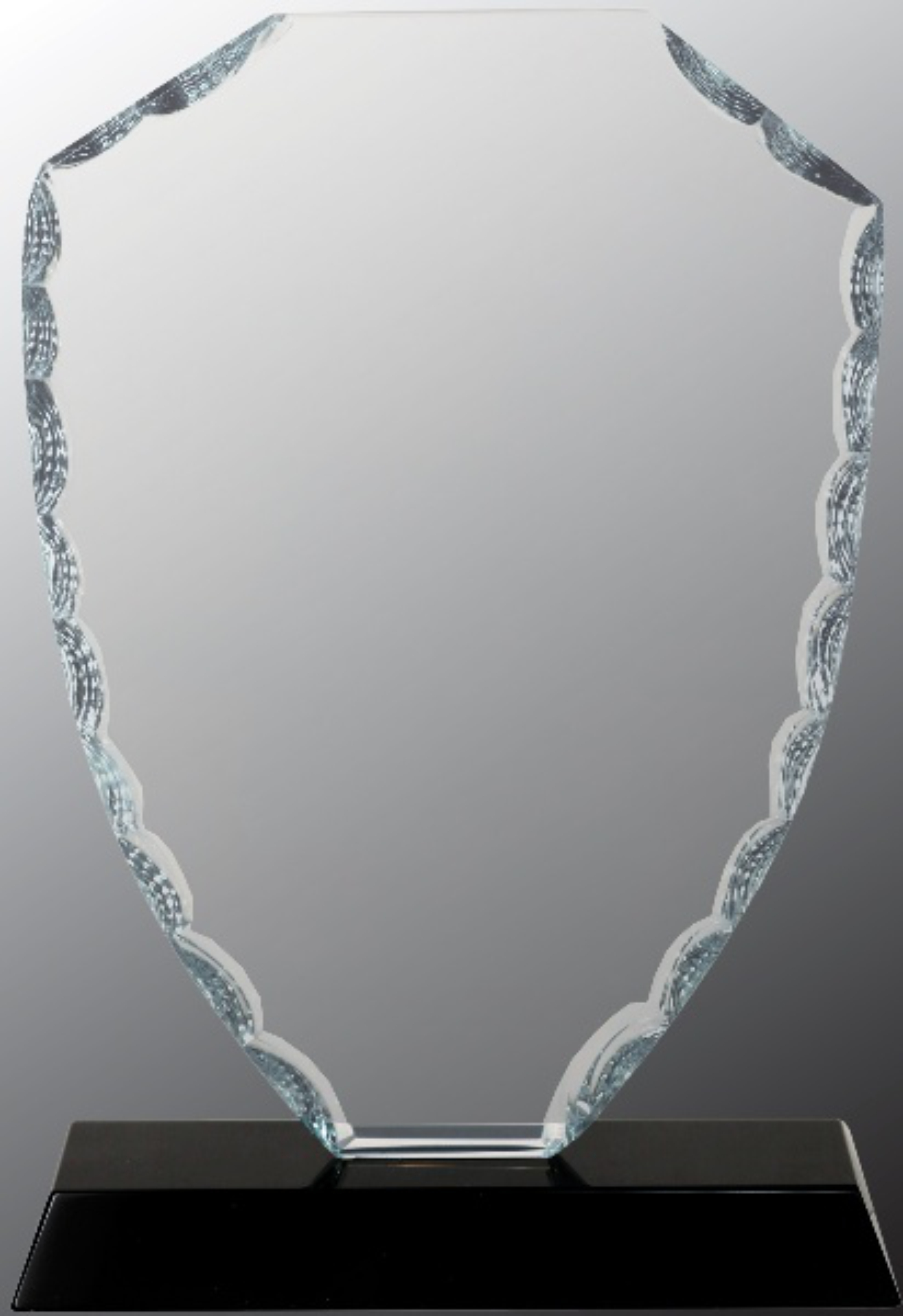 7 1/2" Shield Facet Glass Award on Black Base 3