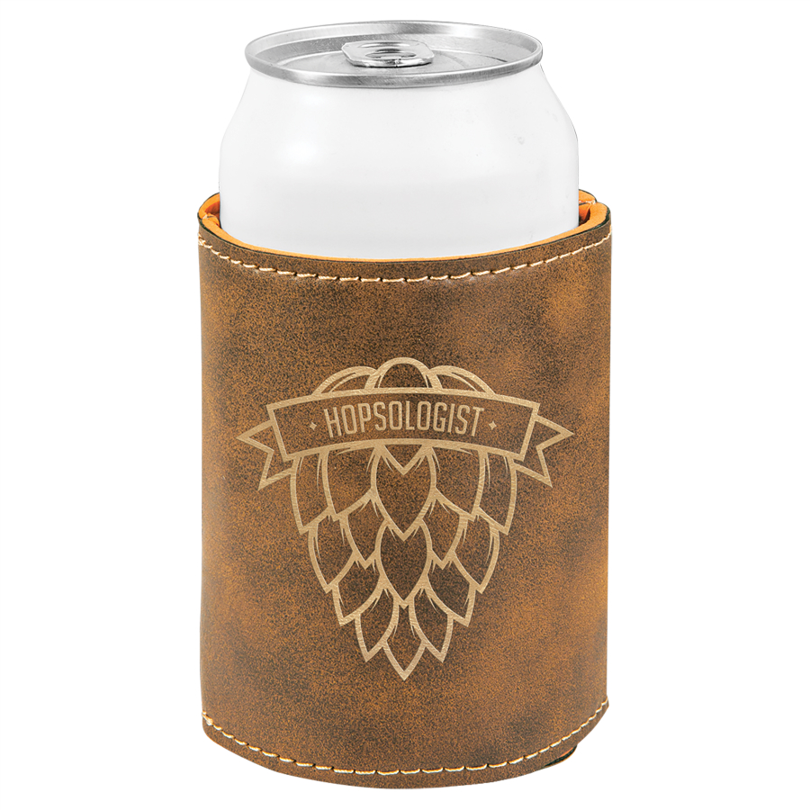 3 3/4" Rustic/Gold Leatherette Beverage Holder 2