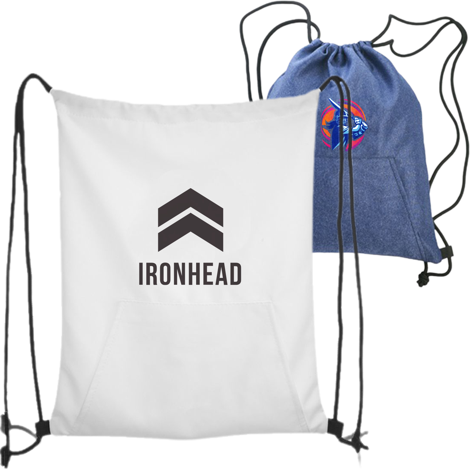 Jersey Drawstring Bag Front Pocket Sports Backpacks 2