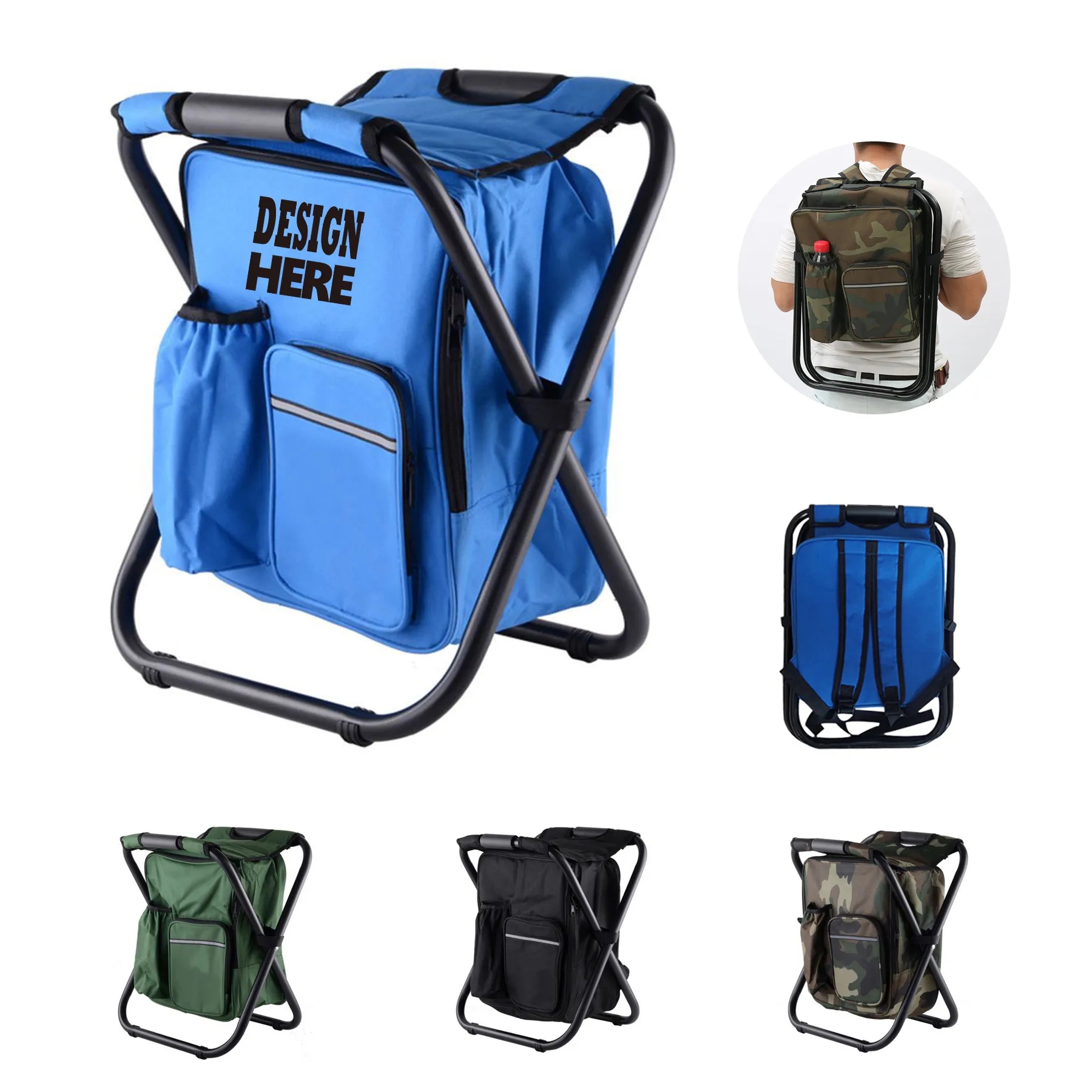 Portable Backpack Camping Chair with Cooler Insulated Bag 2