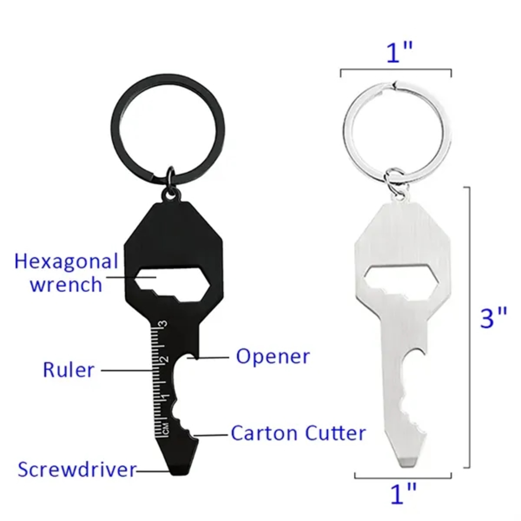5 in 1 Keychain Bottle Opener Wrench Ruler
 1