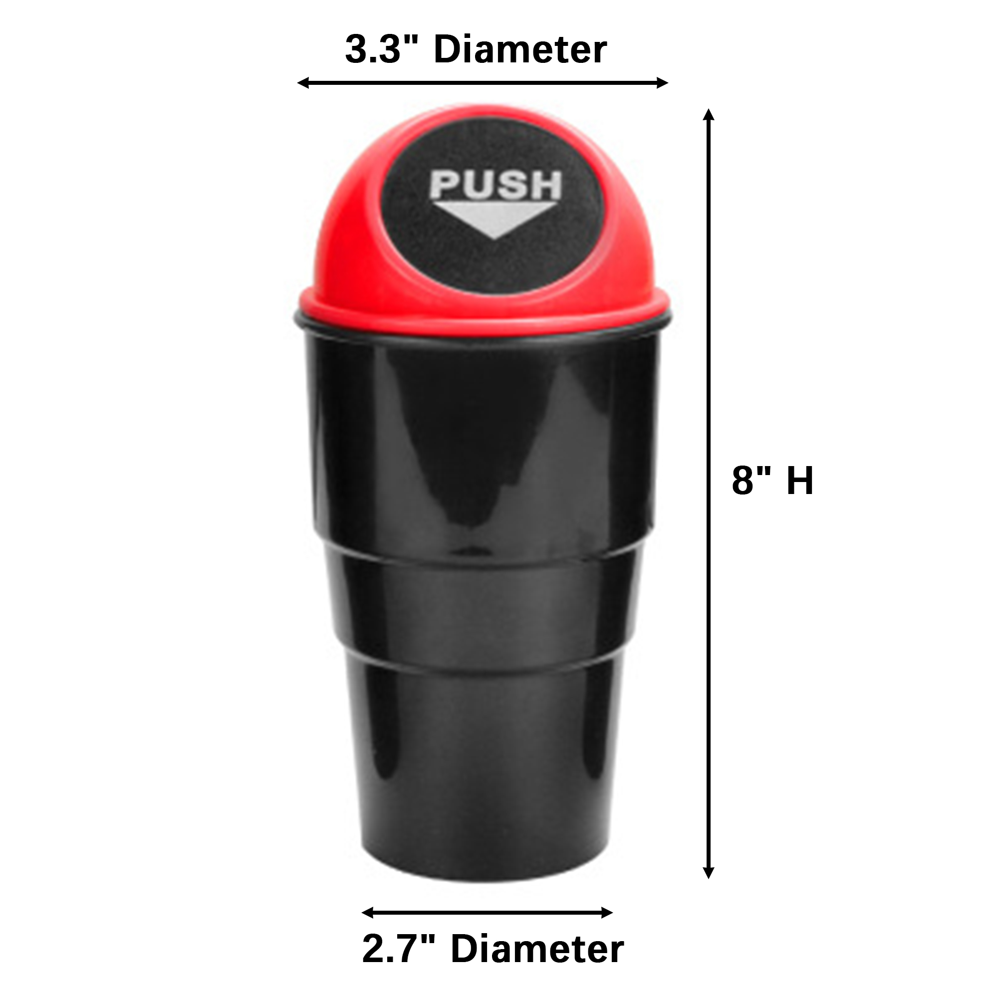 Plastic Car Trash Can With Swing Lid 3.3" Diameter x 8" H 7