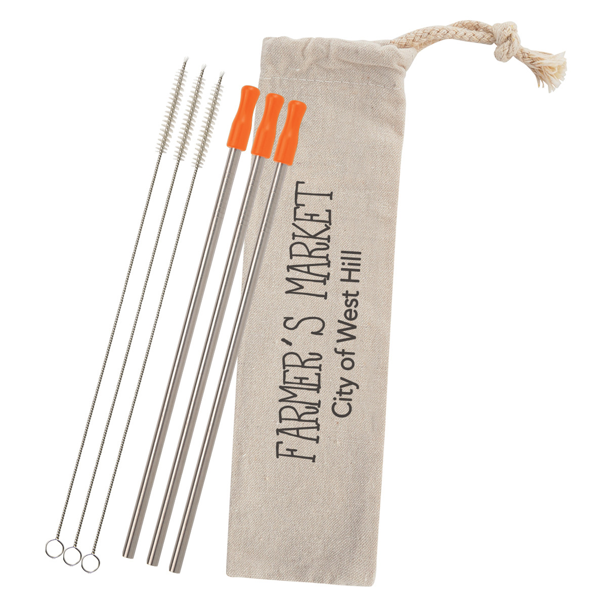 3-Pack Stainless Straw Kit with Cotton Pouch 12