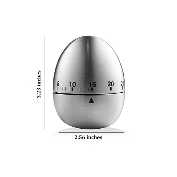 60 Minute Countdown Stainless Steel Egg Type Mechanical Timer 3