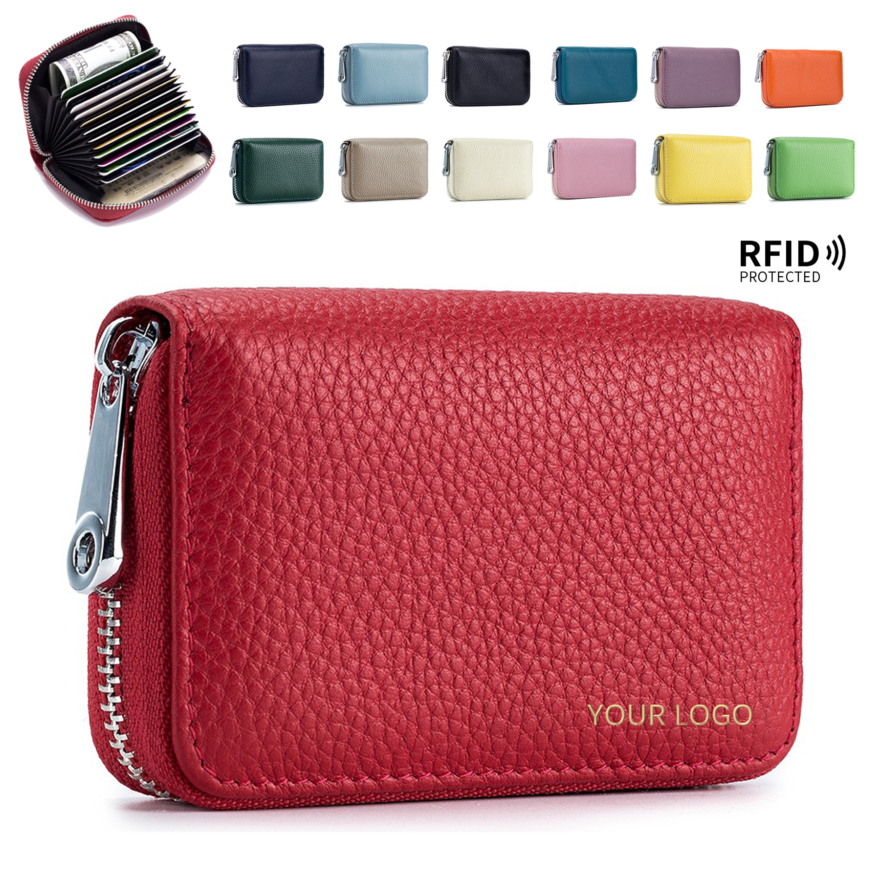 Leather Zipper Credit Card Case 2
