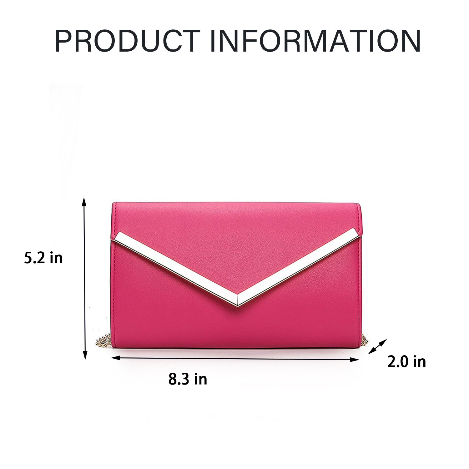 PU Leather Envelope Hardware Chain Diagonal Crossbody Bag 2