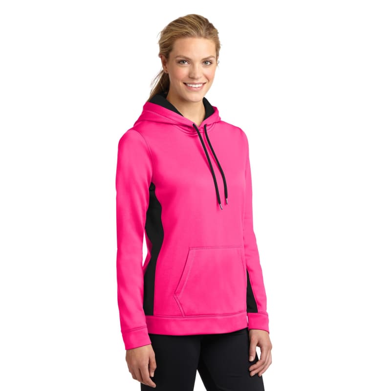 Sport-Tek Women's Sport-Wick Fleece Colorblock Hooded Pullover. 54