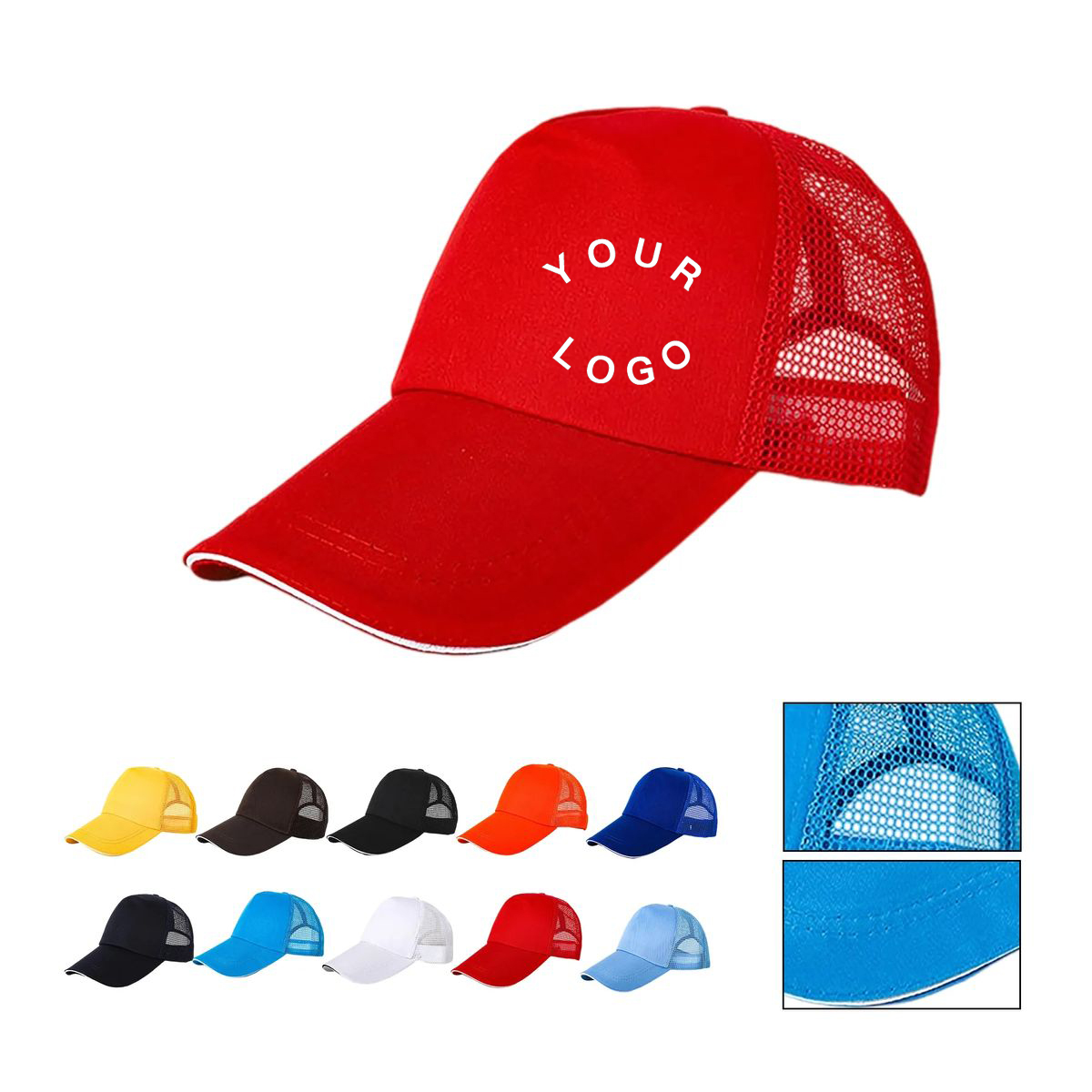 Breathable Trucker Hat with Cotton Front Panel 2