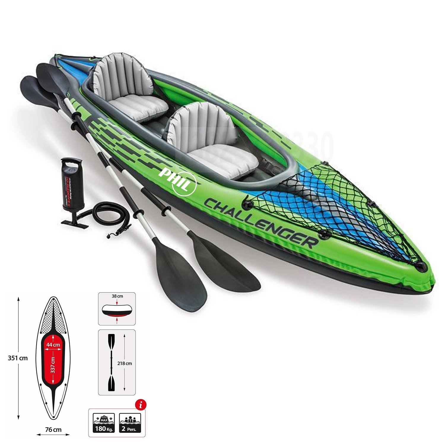 2-Person Inflatable Kayak Set With Aluminum Oars 1