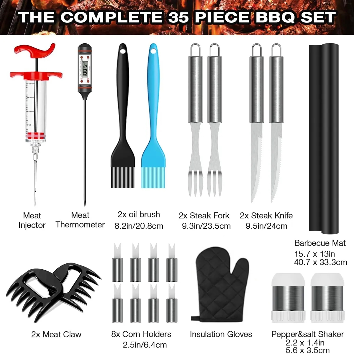 35PCS Grill Accessories BBQ Tools Set Stainless Steel Kit 3