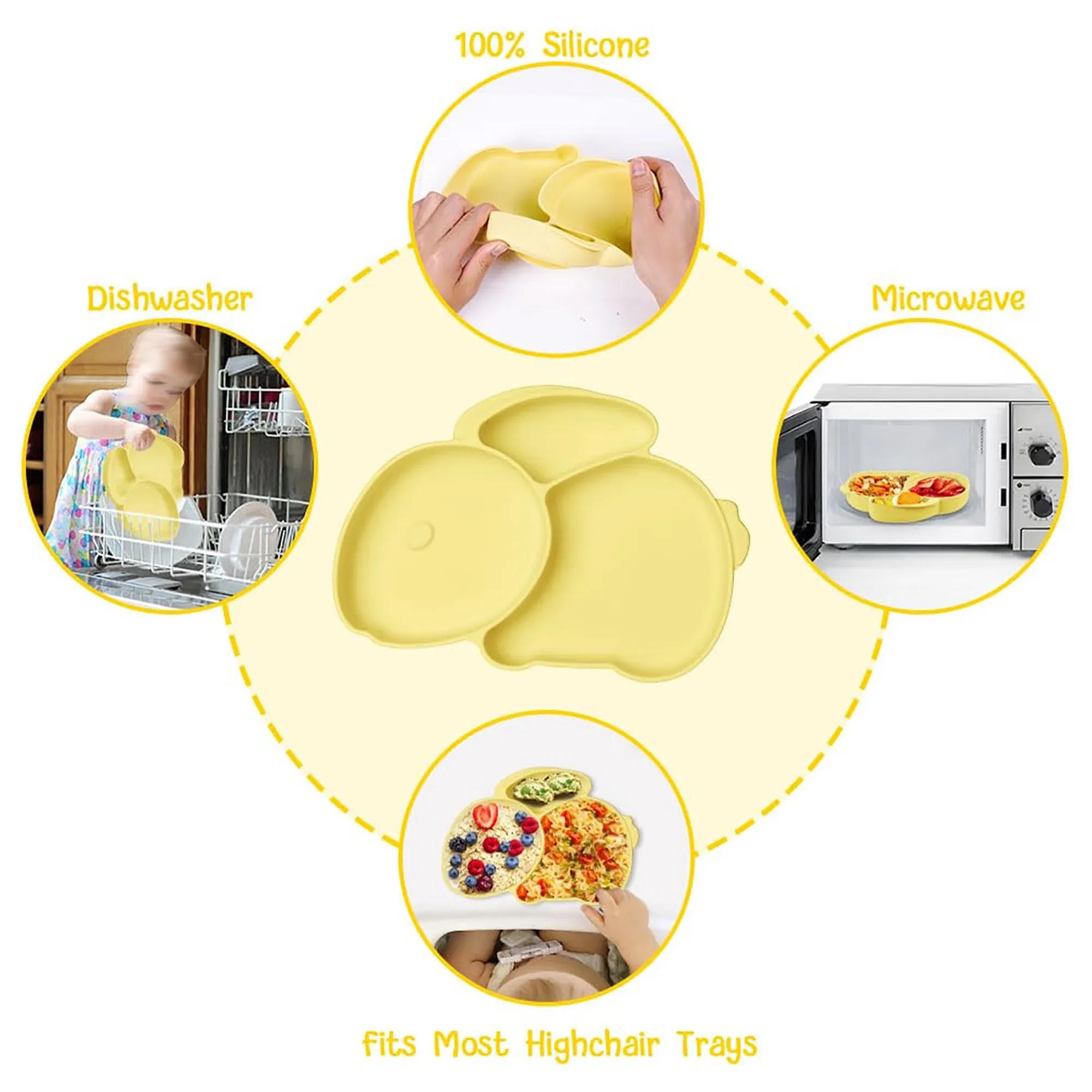Strong Suction Silicone Divided Baby Plate 2