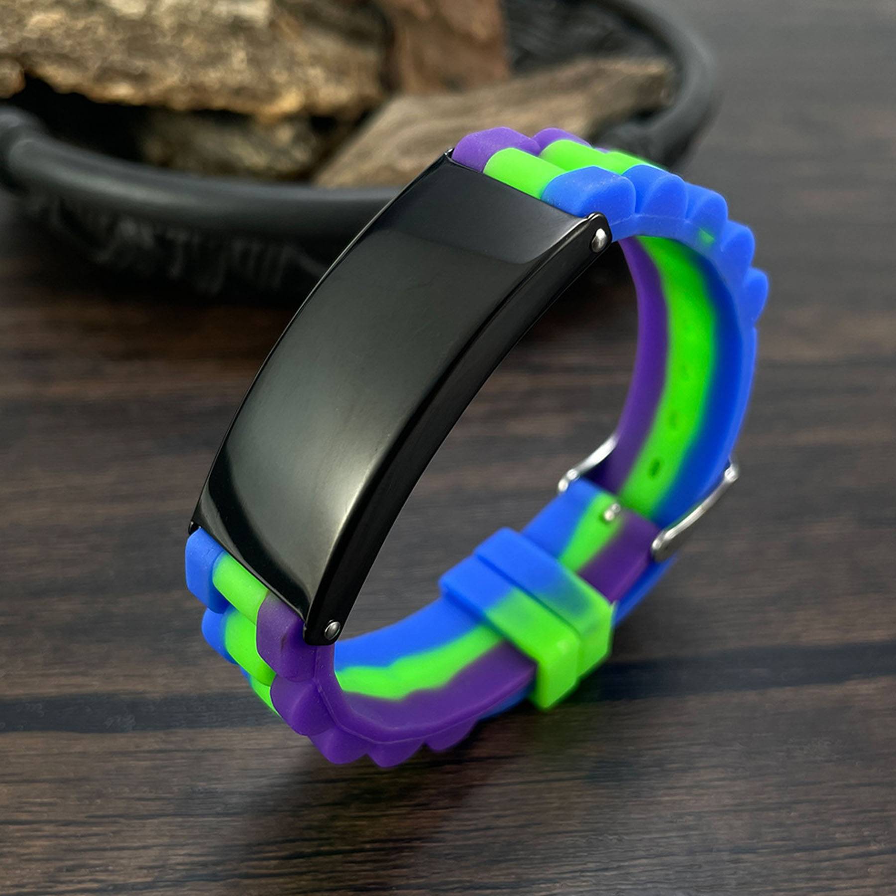Silicone stainless steel multi-color bracelet 3