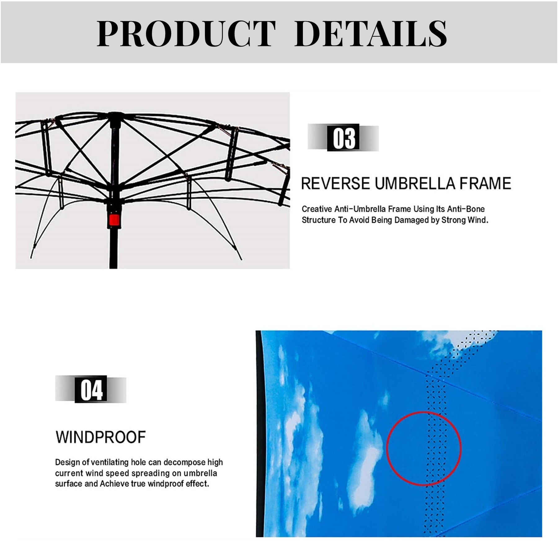 Inverted Reverse Upside Down Umbrella With C-Shaped Handle 7