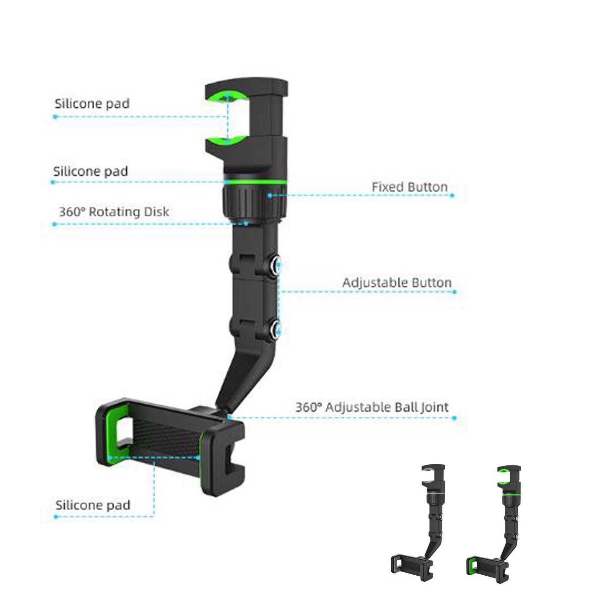 Rotatable And Retractable Car Phone Holder 4