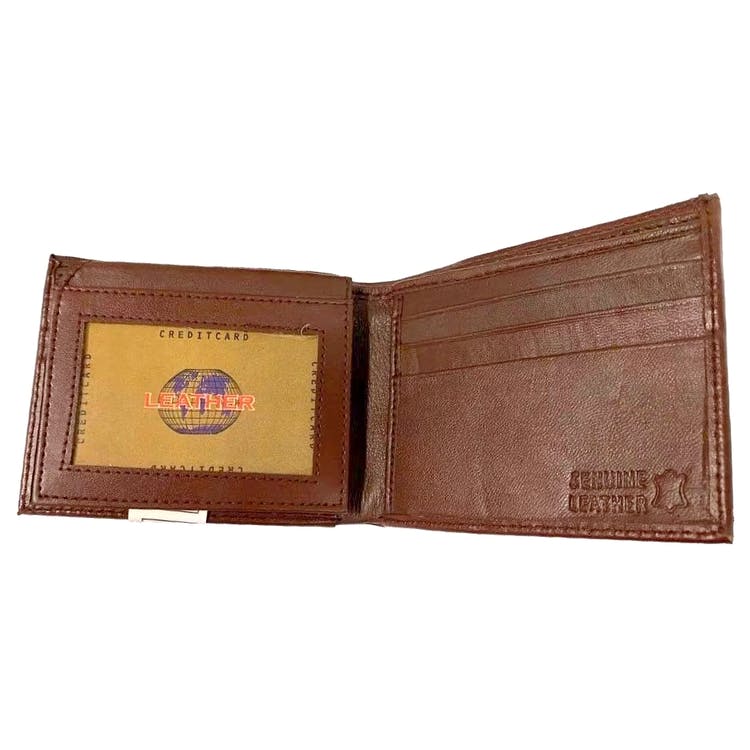 Men's Leather Bi-Fold Wallet - Brown 2